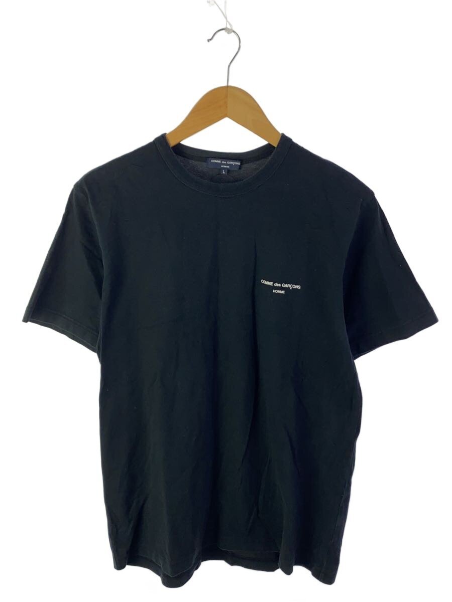 【中古】COMME des GARCONS HOMME◆カットソー/L/綿織物/BLK/刷り上げる/HB-T009【メンズウェア】
