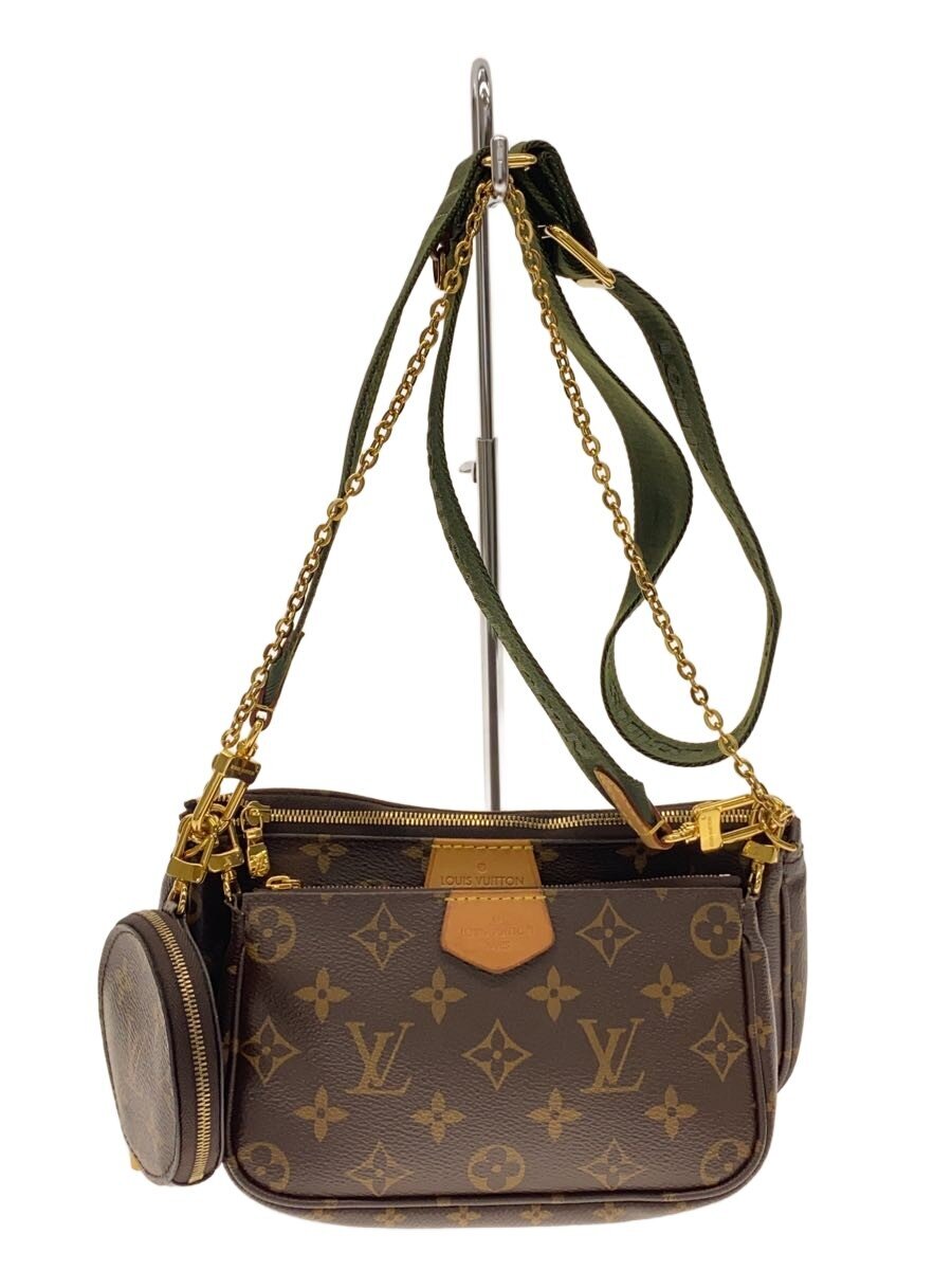 【中古】LOUIS VUITTON◆ミュルティ・ポシェット・アクセソワール_モノグラム・帆布_ローズクレール/PVC/BRW/? NULL ?【御徒面子】
