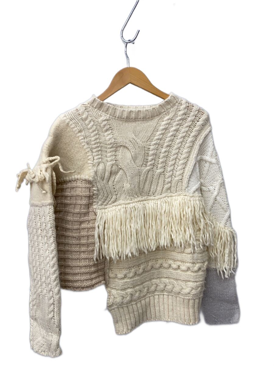 【中古】MAISON SPECIAL◆編み物・スウェーター(朦々たる)/M/羊毛/WHT【レディースお召しもの】