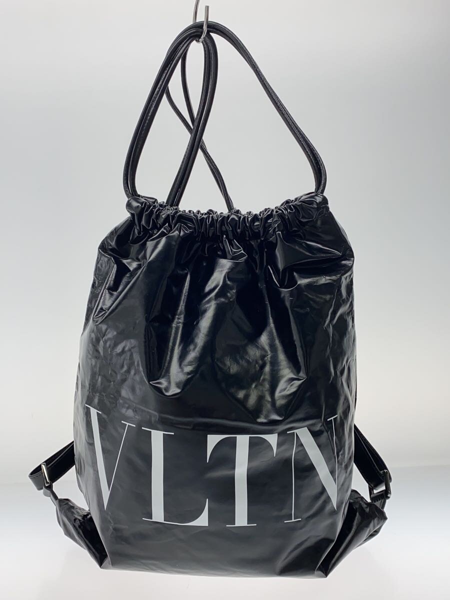 【中古】VALENTINO GARAVANI◆背嚢/なめし革/BLK/刷り上げる【御徒面子】