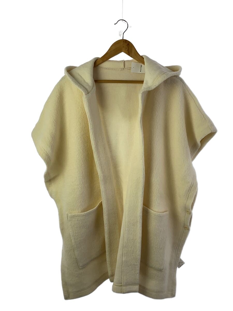【中古】nest Robe◆フードショールベスト/編み物より良い/FREE/羊毛/IVO/無地/01233-1050【レディースお召しもの】