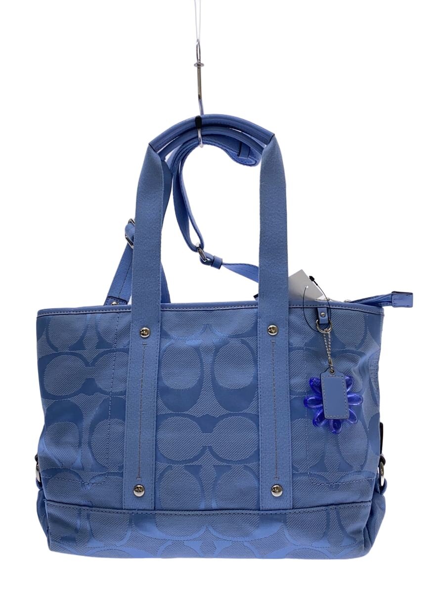 【中古】COACH◆トートバッグ_書き判/帆布/BLU【御徒面子】