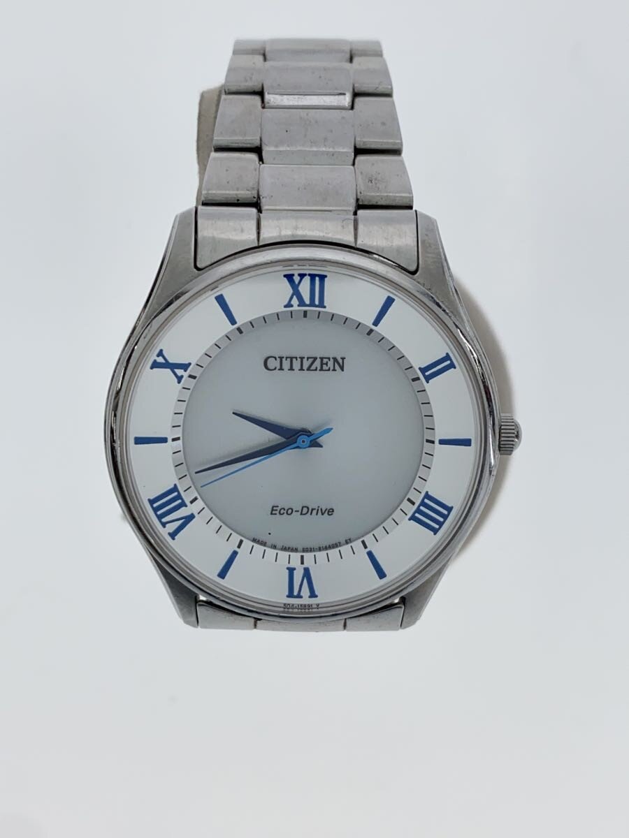 【中古】CITIZEN◆ソーラーウオッチ/アナログ/ステンレス鋼/WHT/SLV/GN-4-S-9【服飾雑貨他】