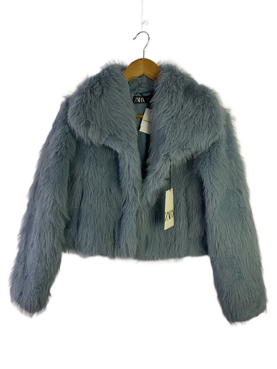 【中古】ZARA◆上衣/ファーショートコート/遊撃手丈/M/ポリエステル/BLU/6318/244/420【レディース御召しもの】