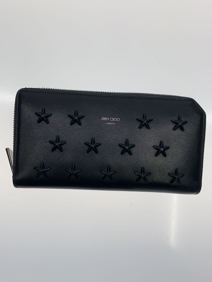 【中古】JIMMY CHOO◆長札入れ/なめし革/BLK/無地/レディース【服飾雑貨他】