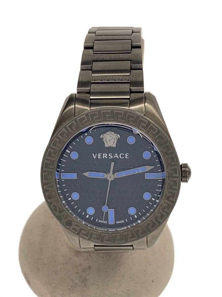 【中古】VERSACE◆GRECA DOME/石英ウオッチ/アナログ/ステンレス鋼/BLK/GRY/SS/VS2T【服飾雑貨他】