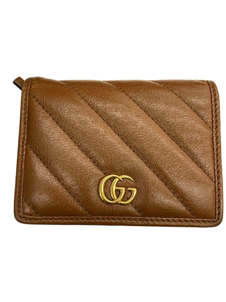 【中古】GUCCI◆2つ折り紙入れ_GGマーモント/なめし革/BRW/無地/メンズ【服飾雑貨他】