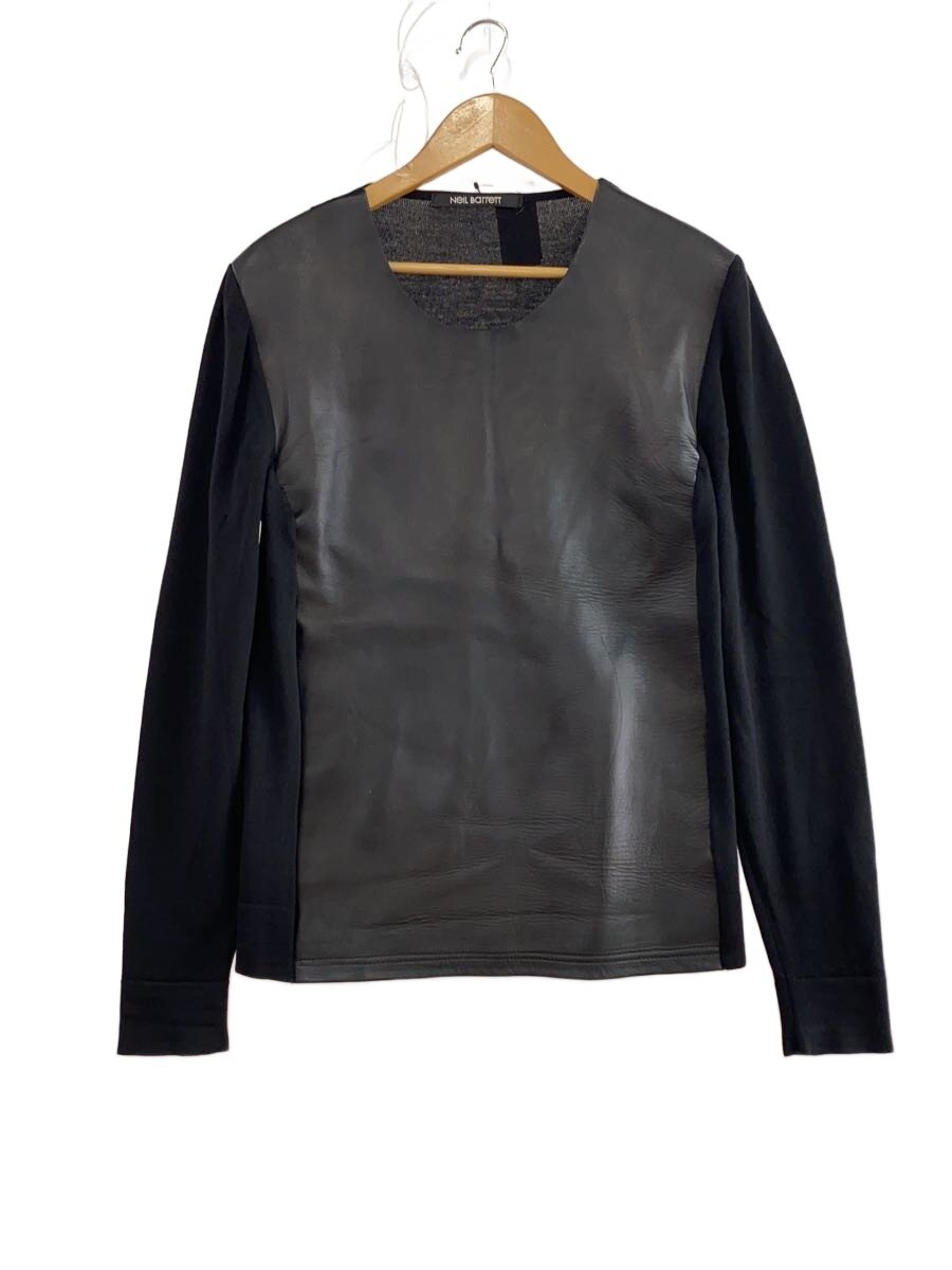 【中古】NEIL BARRETT◆ニット・セーター(厚手)/ウール/ブラック/レザー切替/羊皮//【メンズウェア】｜2ｎｄ STREET 店