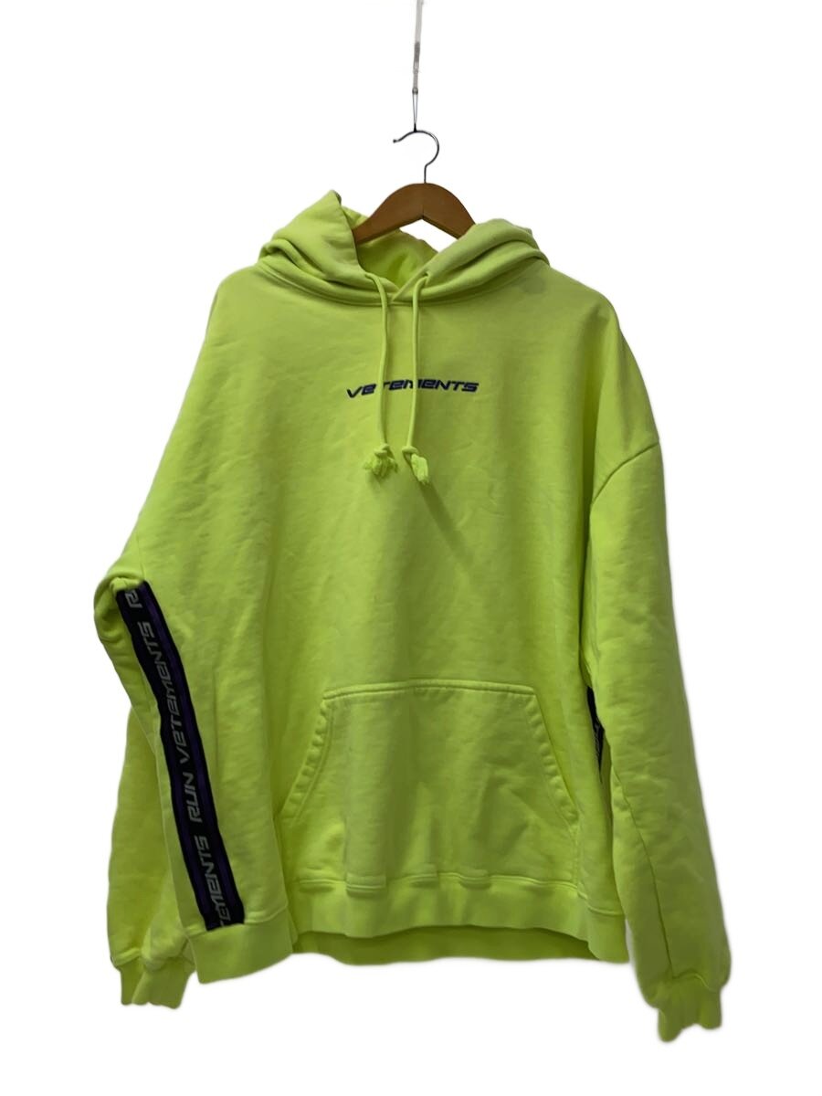 【中古】VETEMENTS◆袖ロゴタイプ磁気テープ/パーカー/S/綿織物/YLW/UA52TR750Y【メンズウェア】