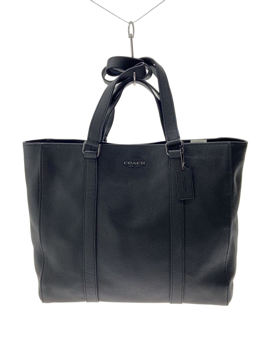 【中古】COACH◆ハドソン・ダブルハンドル・トート/なめし革/BLK/無地【御徒面子】