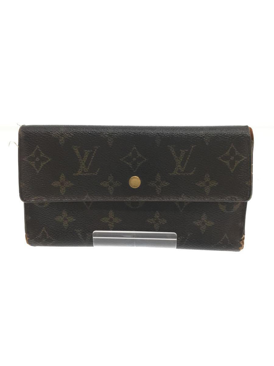 【中古】LOUIS VUITTON◆長財布/ポルトトレゾールインターナショナル/レザー/モノグラム/レディース/M61215【服飾雑貨他】