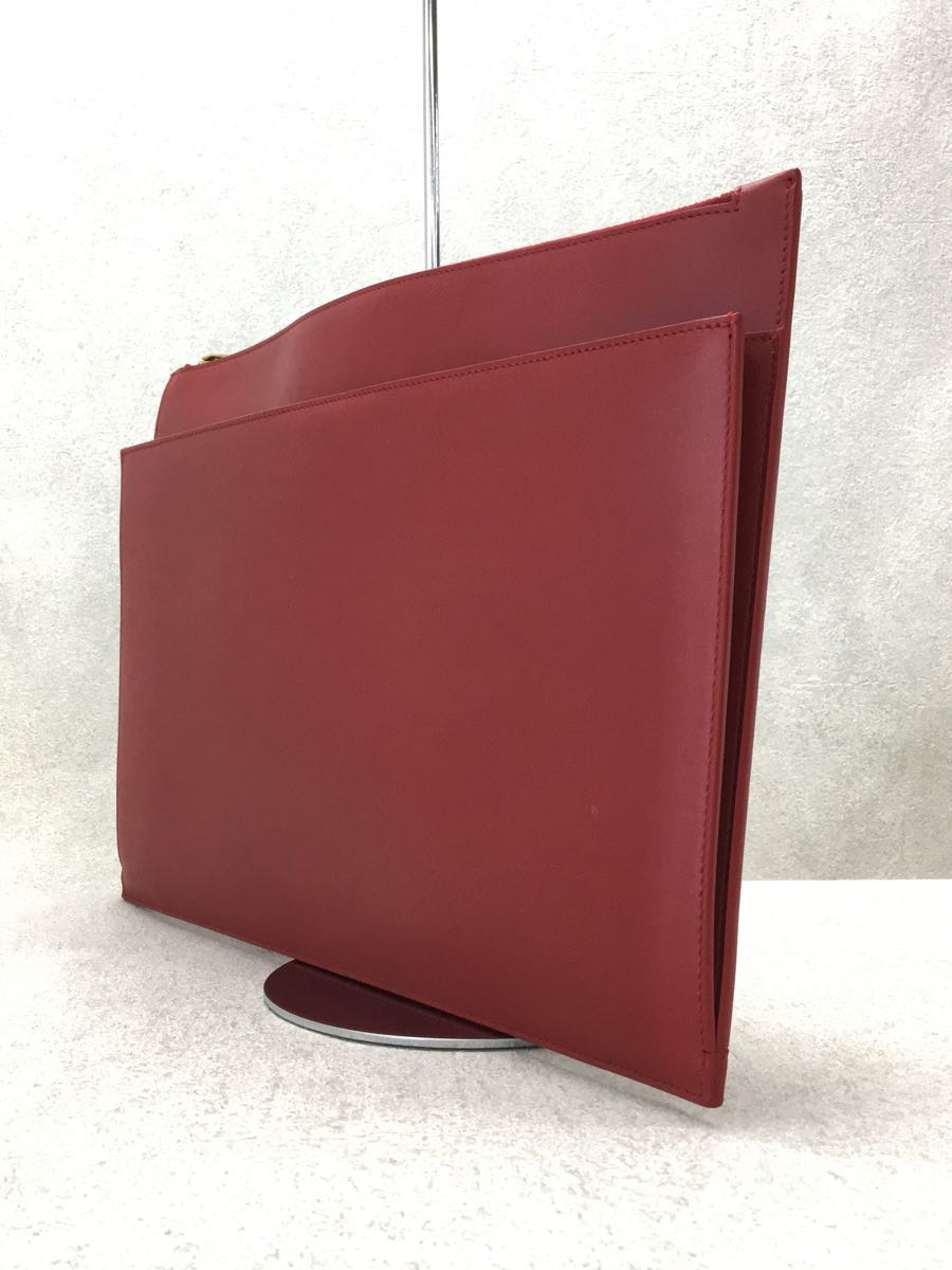 中古 Saint Laurent クラッチペダル袋 皮革 Red 無地 バッグ Marchesoni Com Br