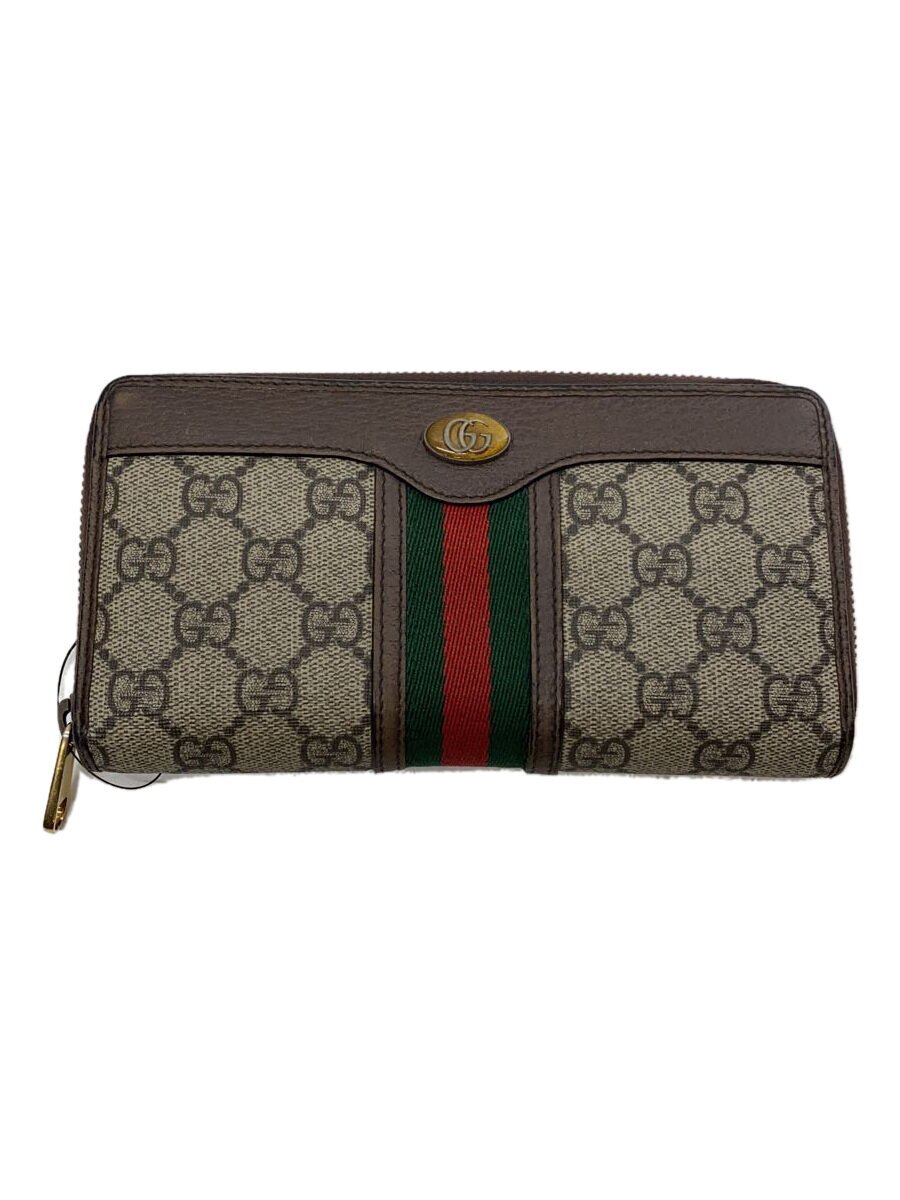 【中古】GUCCI◆長銭入れ_GGスプリーム/PVC/BEG/レディース【服飾雑貨他】