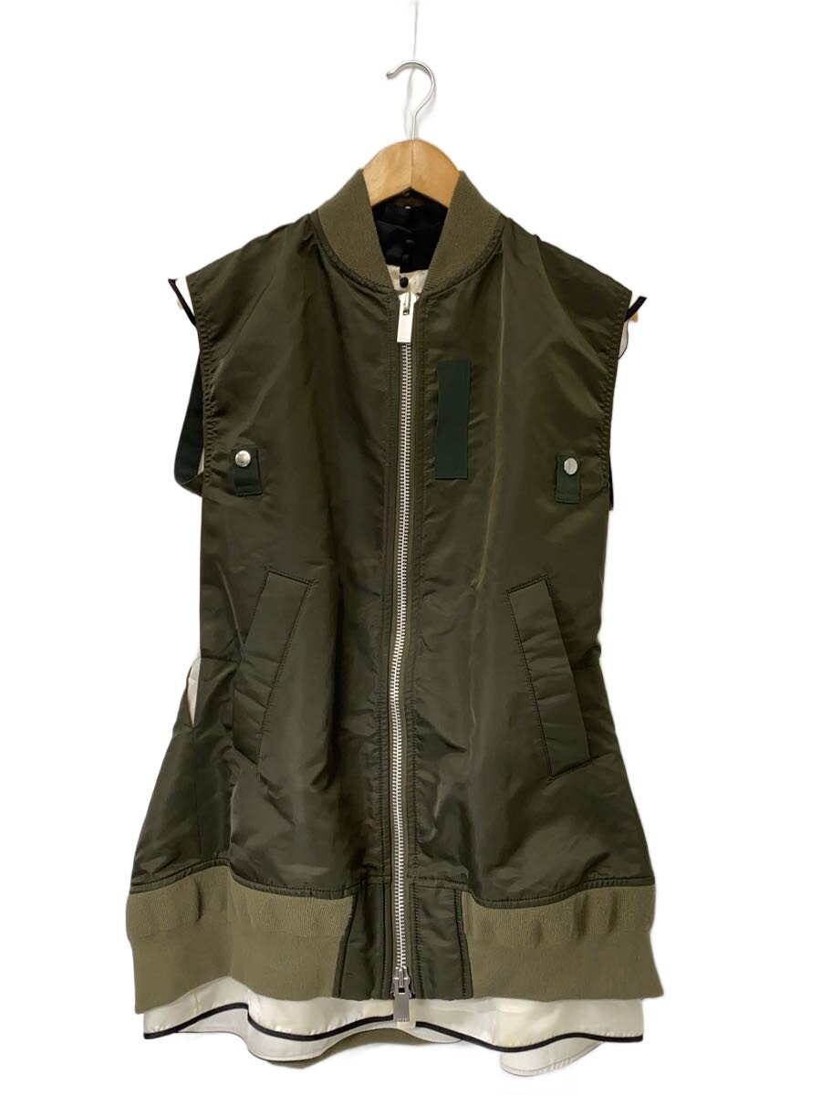 【中古】sacai◆22SS/MA-1レイヤードベストワンピース/1/ナイロン/GRN/22-06060【レディース御召しもの】