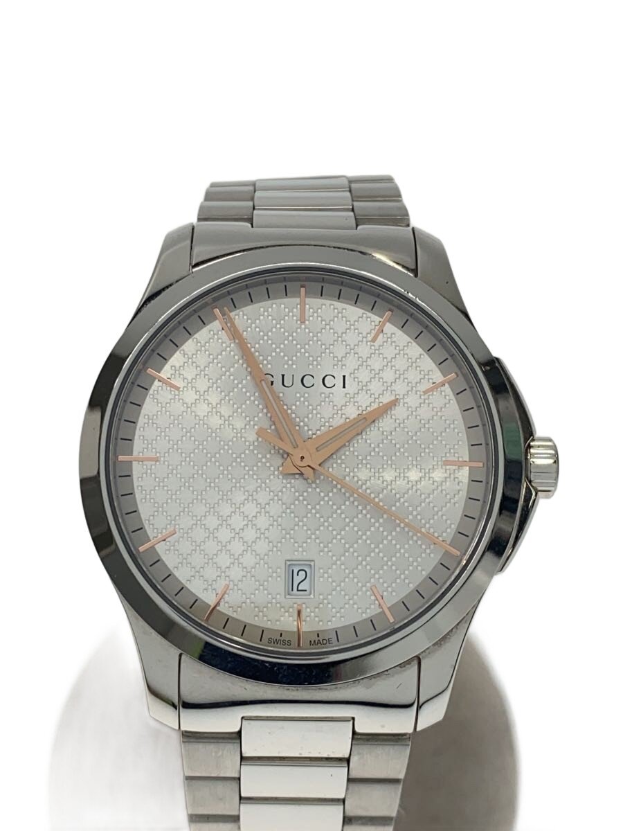 【中古】GUCCI◆石英ウオッチ/アナログ/ステンレス鋼/WHT/SLV/126.4【服飾雑貨他】