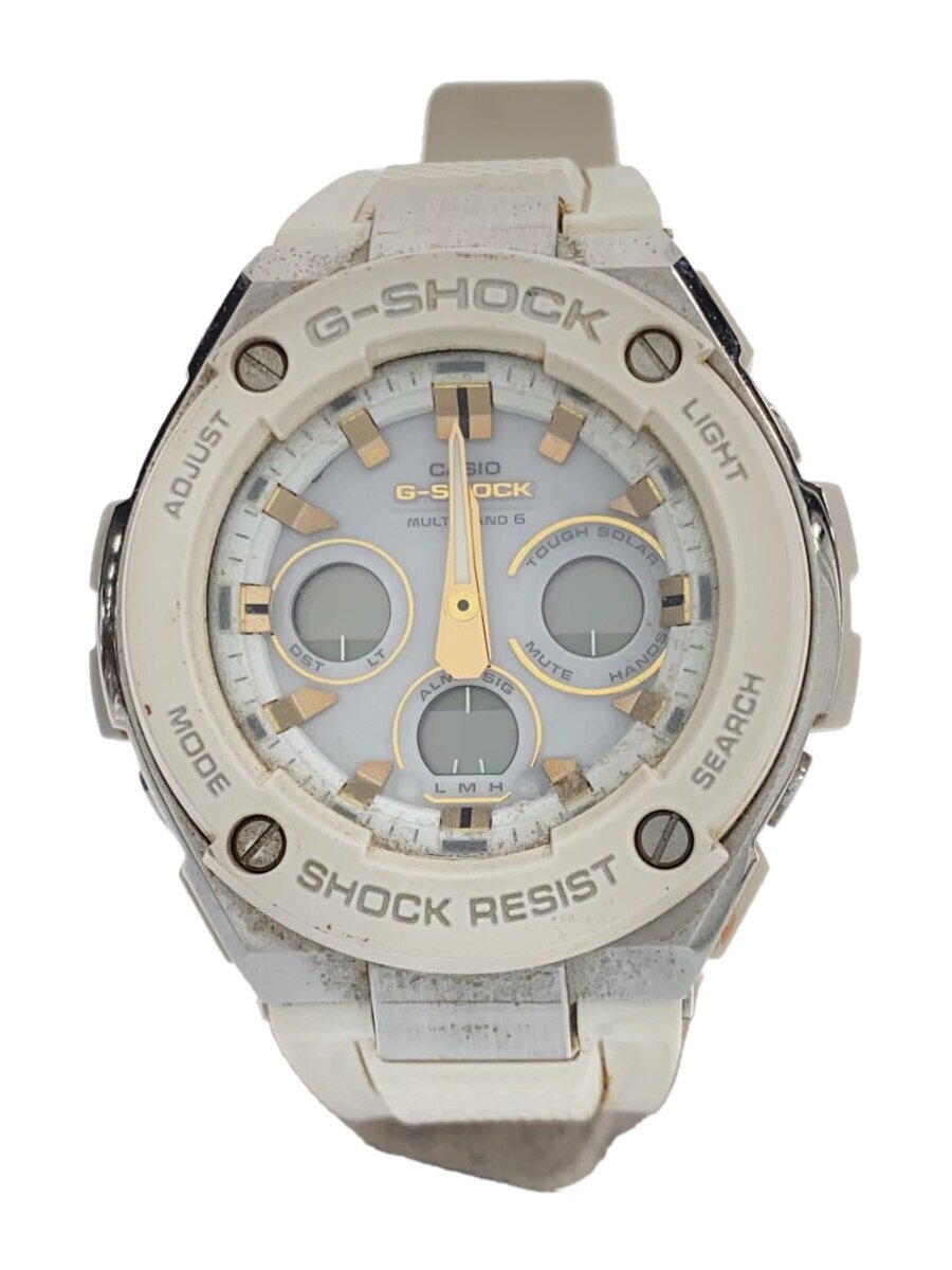 【中古】CASIO◆ソーラーウォッチ・G-SHOCK/デジアナ/思われ人/WHT/WHT【服飾雑貨他】