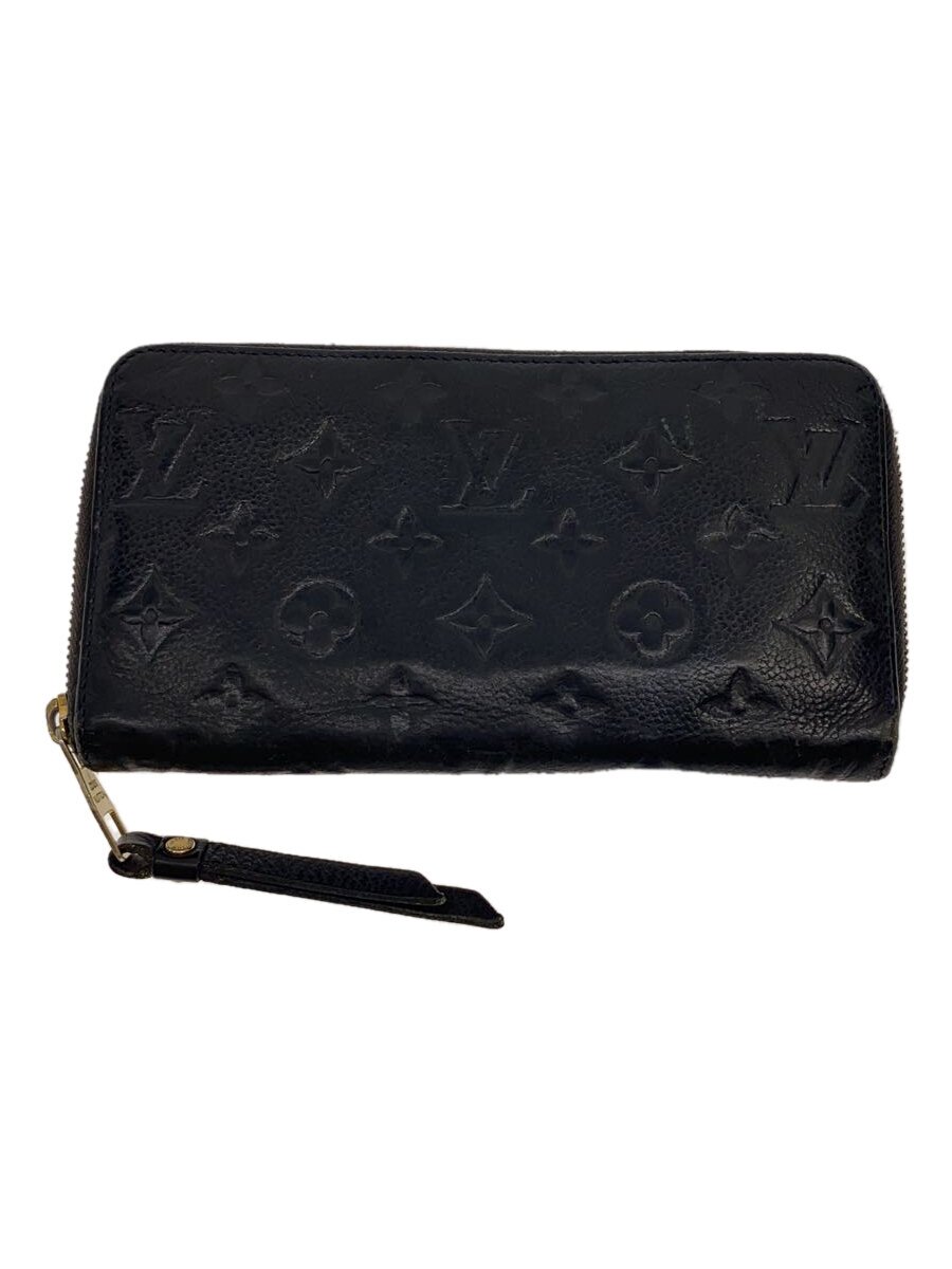 【中古】LOUIS VUITTON◆ポルト・フォイユ・クレマンス_モノグラム・アンプラント_BLK/レザー/BLK/レディース【服飾雑貨他】