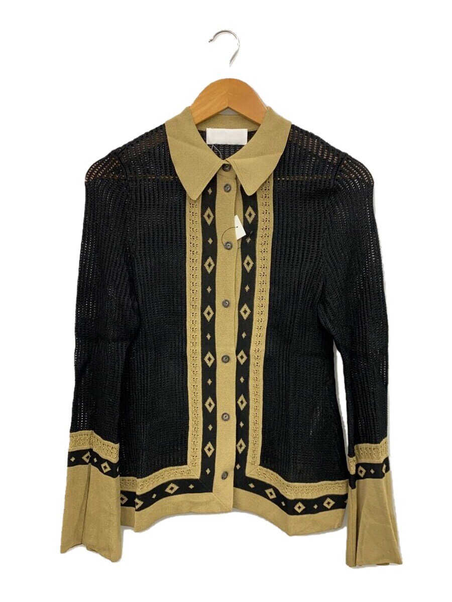 【中古】mame kurogouchi◆長袖プルオーバー/2/人絹/BLK/Knitted Shirt with Diamond Pattern//【レディースお召しもの】