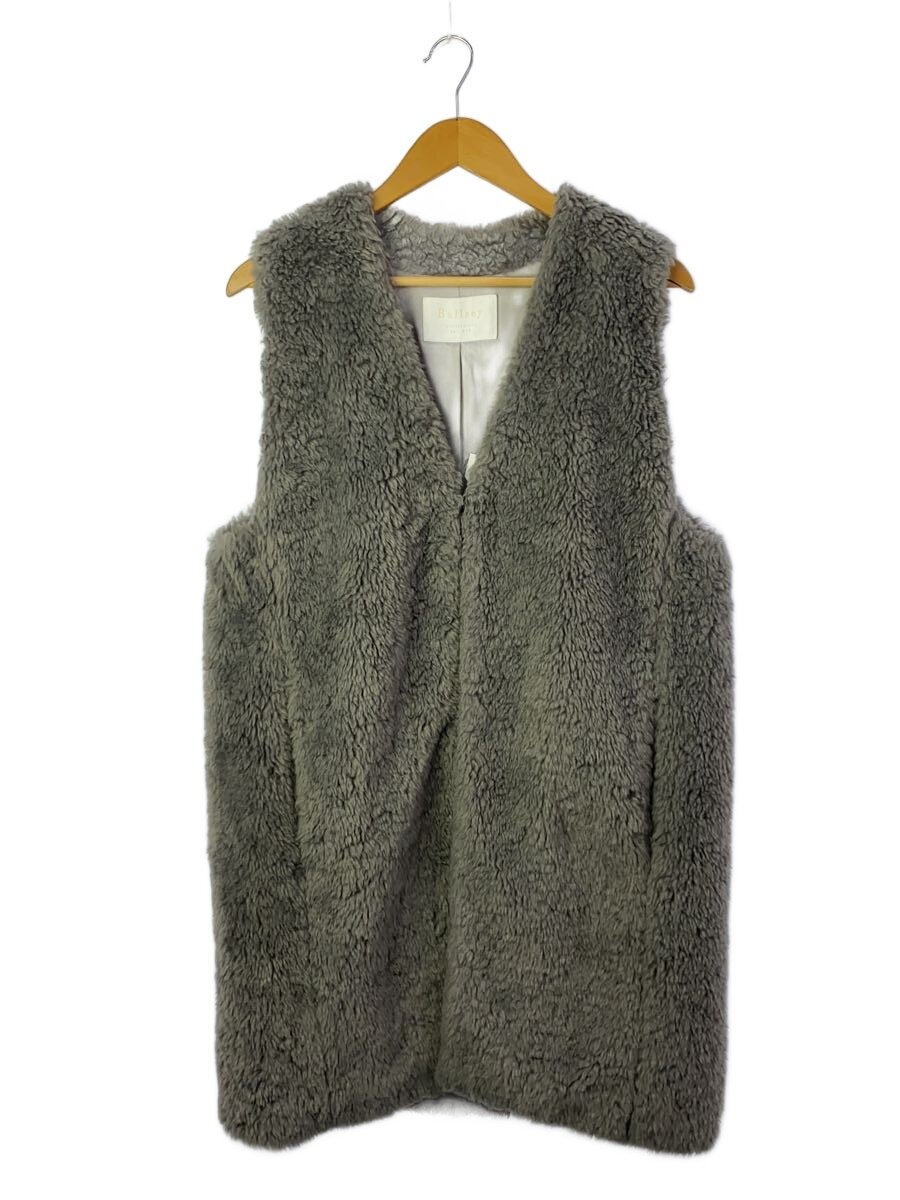 【中古】BALLSEY◆手当たり次第毛革Vネックロングジレ/36/ポリエステル/GRY/11-07-44-07002【レディース御召しもの】