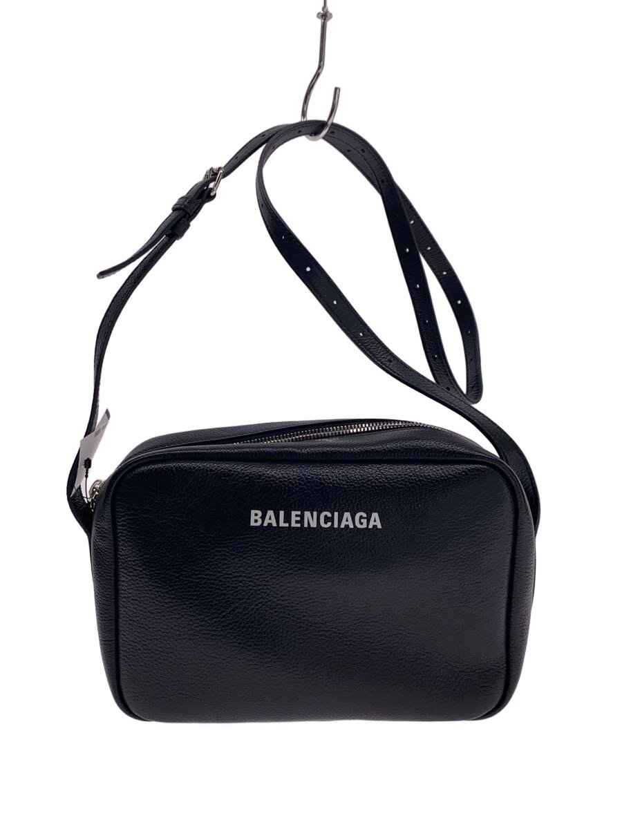 【中古】BALENCIAGA◆Everyday Medium Cameraショルダーバッグ/なめし革/BLK【御徒面子】