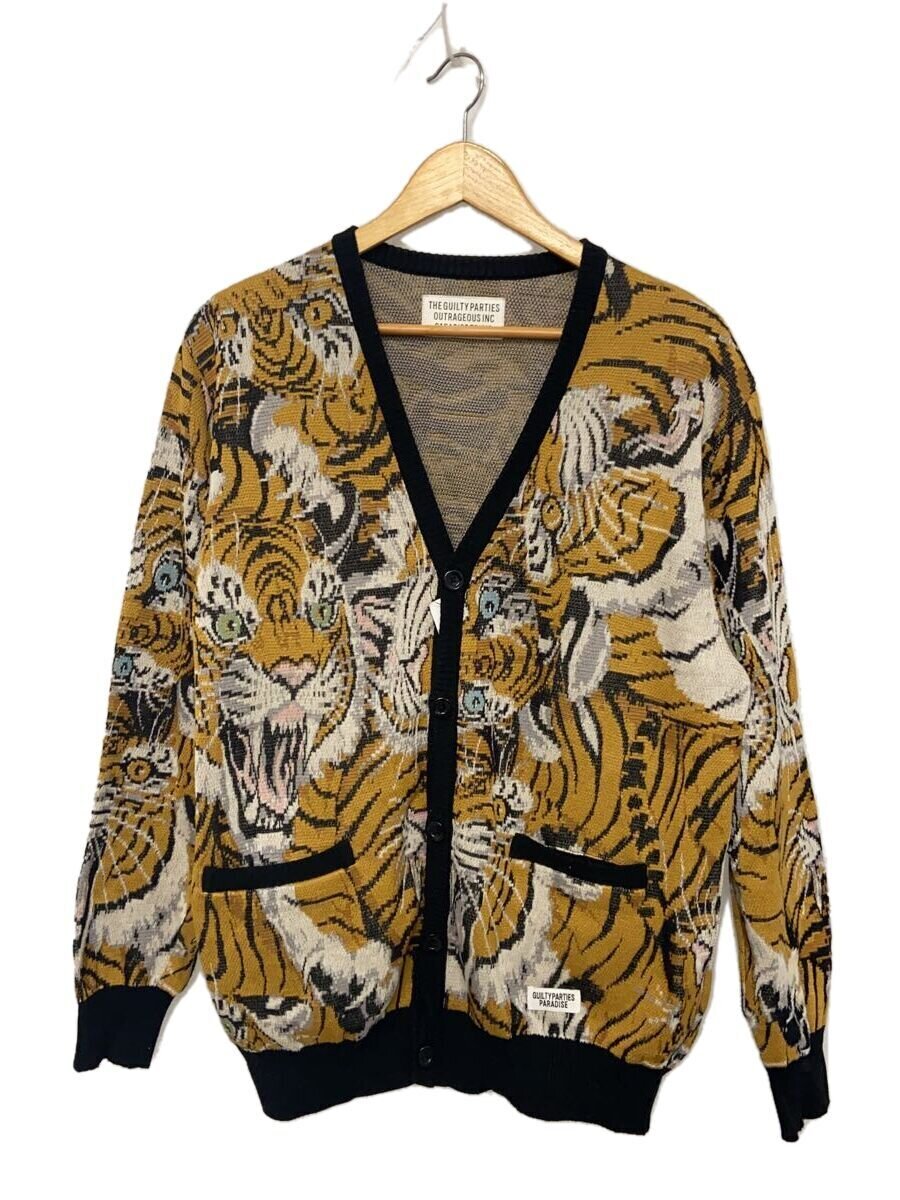【中古】WACKO MARIA◆ジレー(薄っぺら)/M/綿織物/マルチ色つや/JACQUARD CARDIGAN【メンズウェア】
