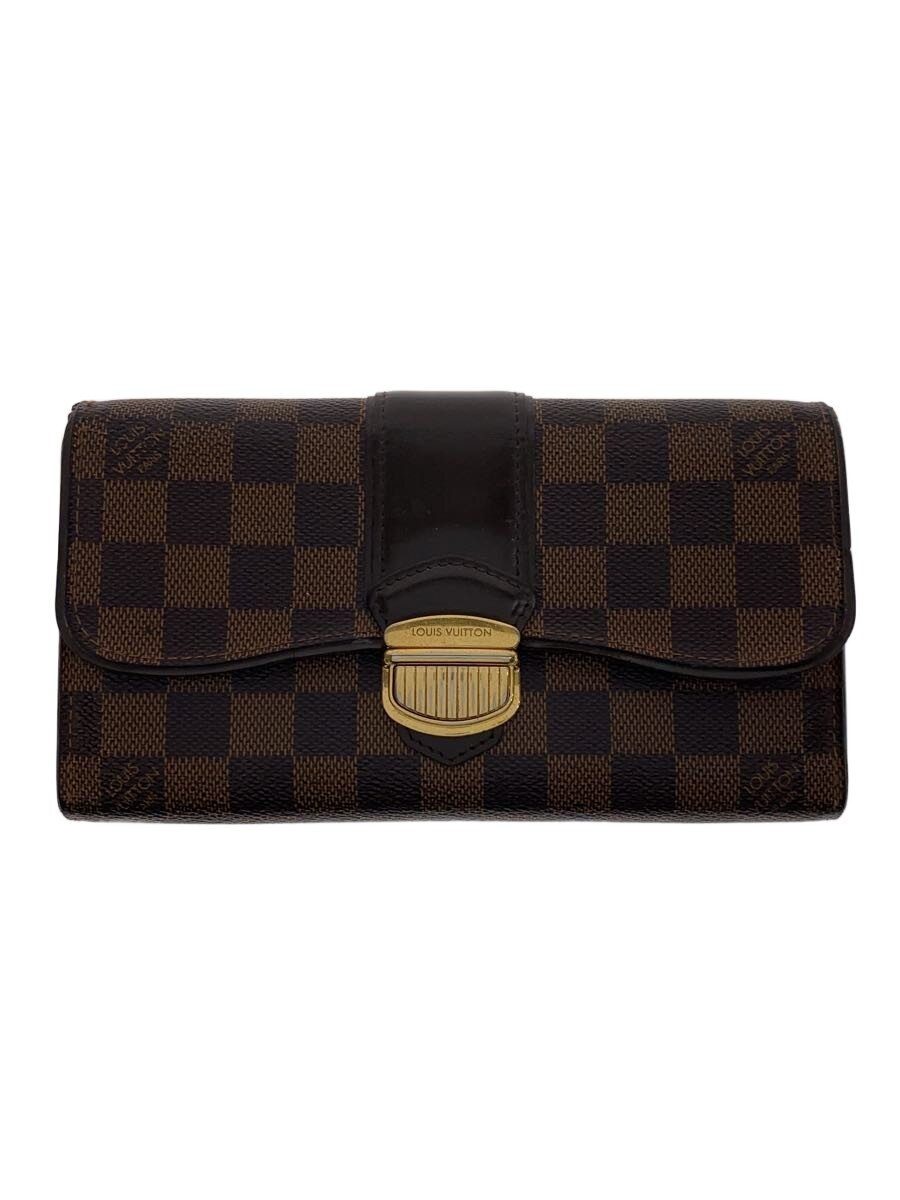 【中古】LOUIS VUITTON◆ポルト・フォイユ・システィナ_ダミエ・エベヌ/PVC/BRW/メンズ//【服飾雑貨他】