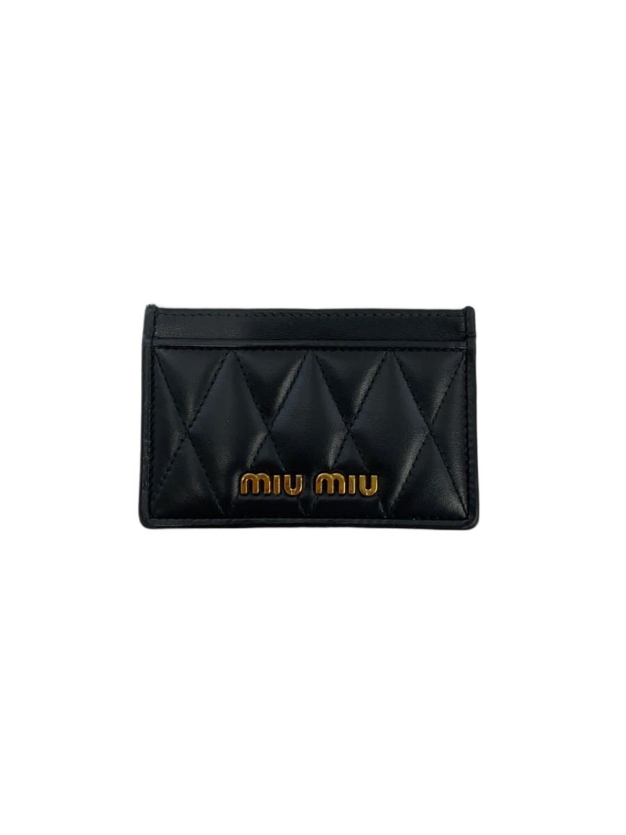 【中古】MIU MIU◆キルティング/通行手形容れもの/角擦れ有/歌留多容れもの/なめし革/BLK/レディース【服飾雑貨他】