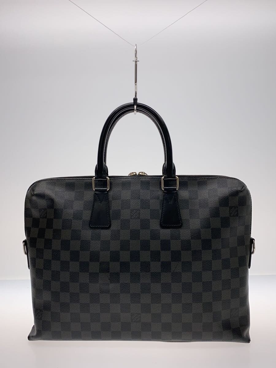 【中古】LOUIS VUITTON◆ポルト・ドキュマン・ジュール_ダミエ・グラフィット/PVC/BLK【御徒面子】