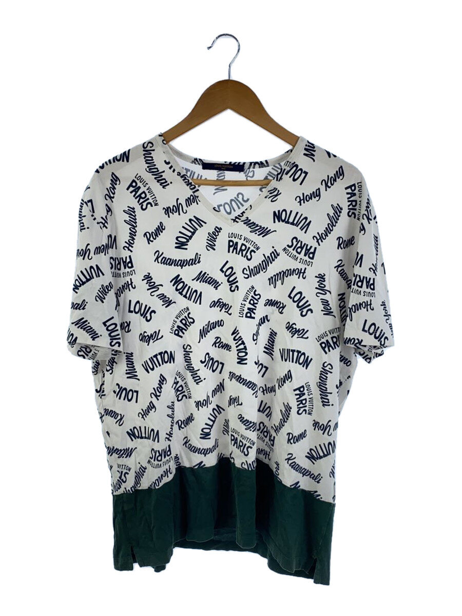 【中古】LOUIS VUITTON◆18SS/ティーシャツ/XL/綿織物/WHT/総柄/RM181M JC8 HEY06W/? NULL ?【メンズウェア】