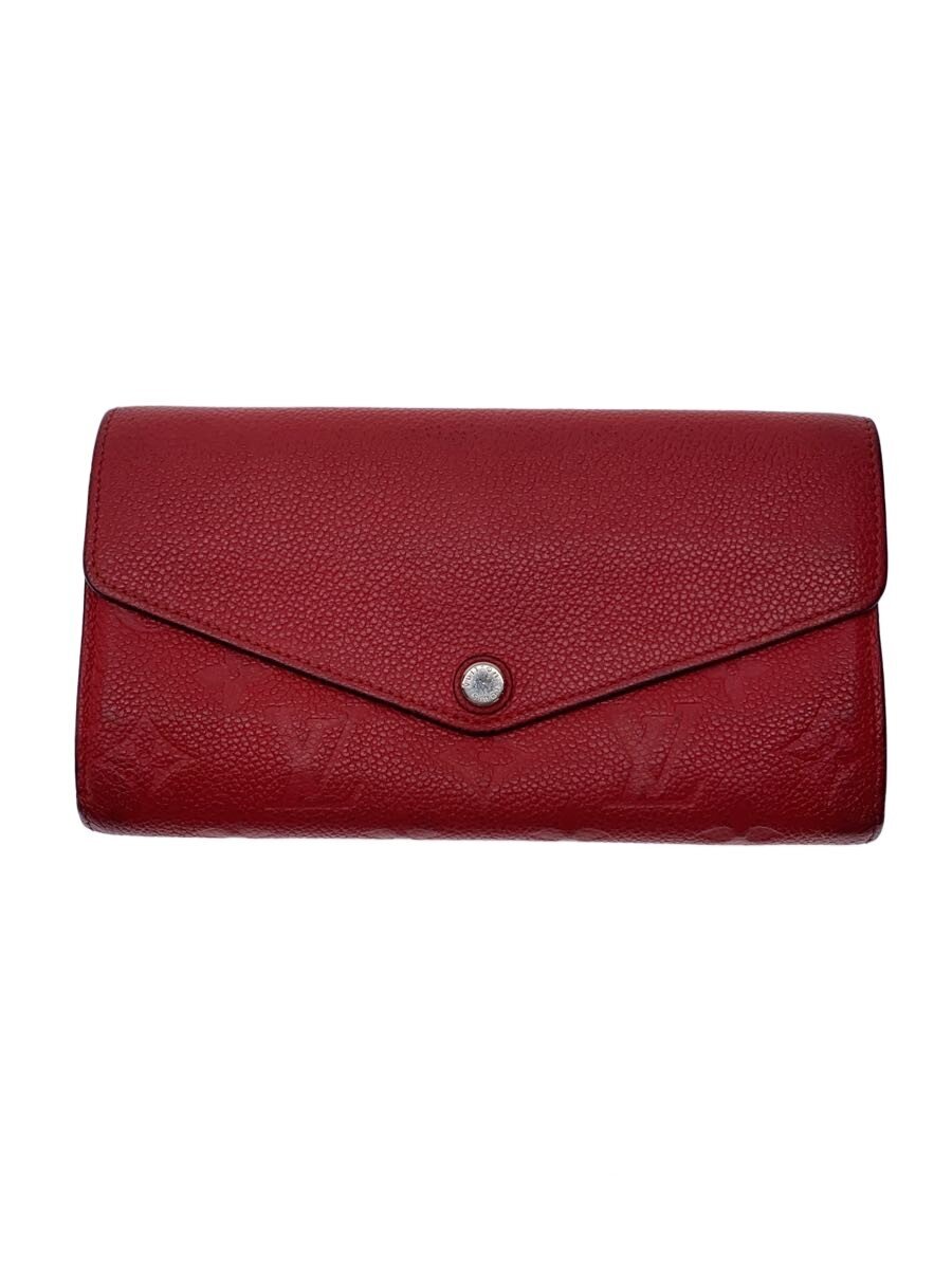 【中古】LOUIS VUITTON◆ポルト・フォイユ・サラ_モノグラム・アン工業プラント/なめし革/RED/メンズ【服飾雑貨他】