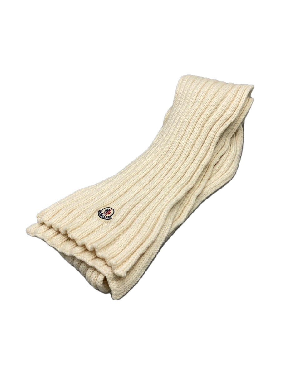 【中古】MONCLER◆SCIARPA/リブマフラー/羊毛/WHT/B20930002400【服飾雑貨他】