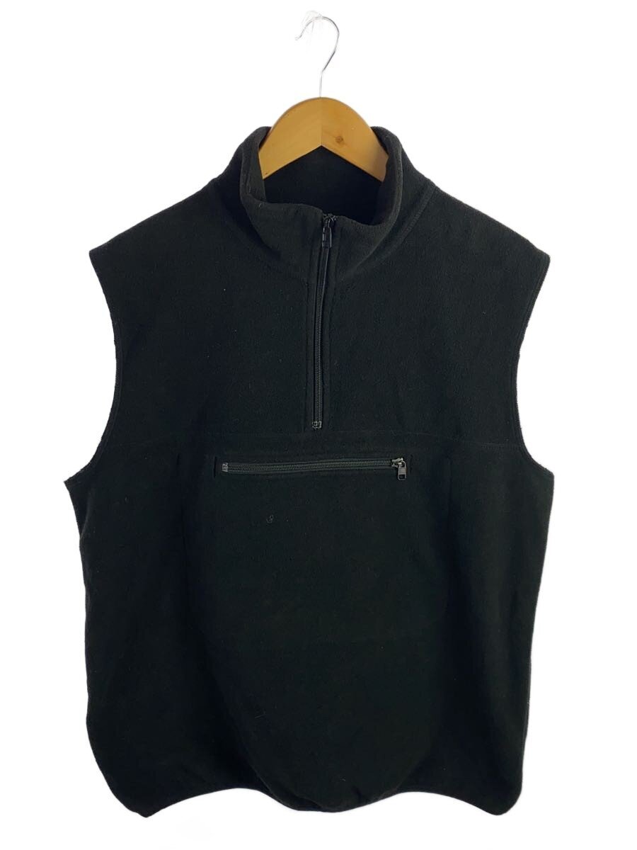 【中古】STUSSY◆フリースベスト/S/ポリエステル/黒いこと【メンズウェア】