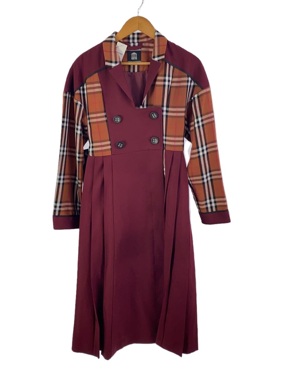 【中古】PAMEO POSE◆MIX DRESS COAT/厚地の外套/FREE/ポリエステル/BRD/2320503016【レディース御召しもの】