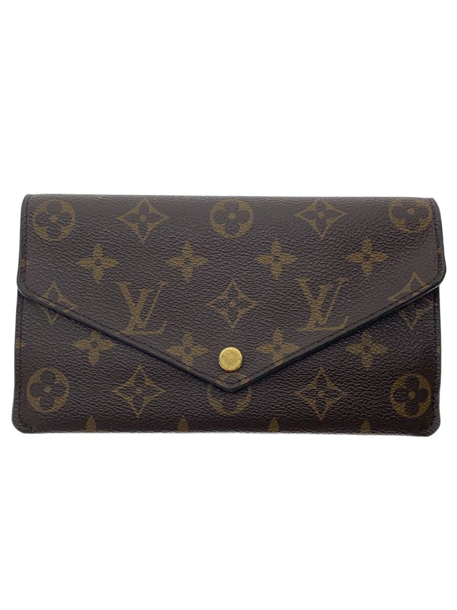 【中古】LOUIS VUITTON◆ポルト・フォイユ・ジャンヌ_モノグラム・帆布/PVC/BRW/レディース【服飾雑貨他】
