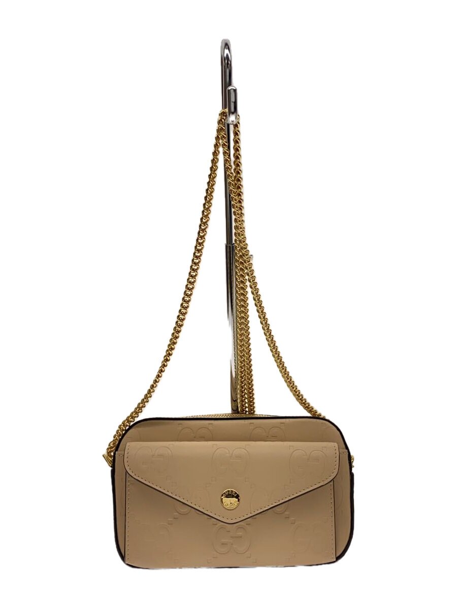 【中古】GUCCI◆ショルダーバッグ/なめし革/BEG/モノグラム/781554・2149【御徒面子】