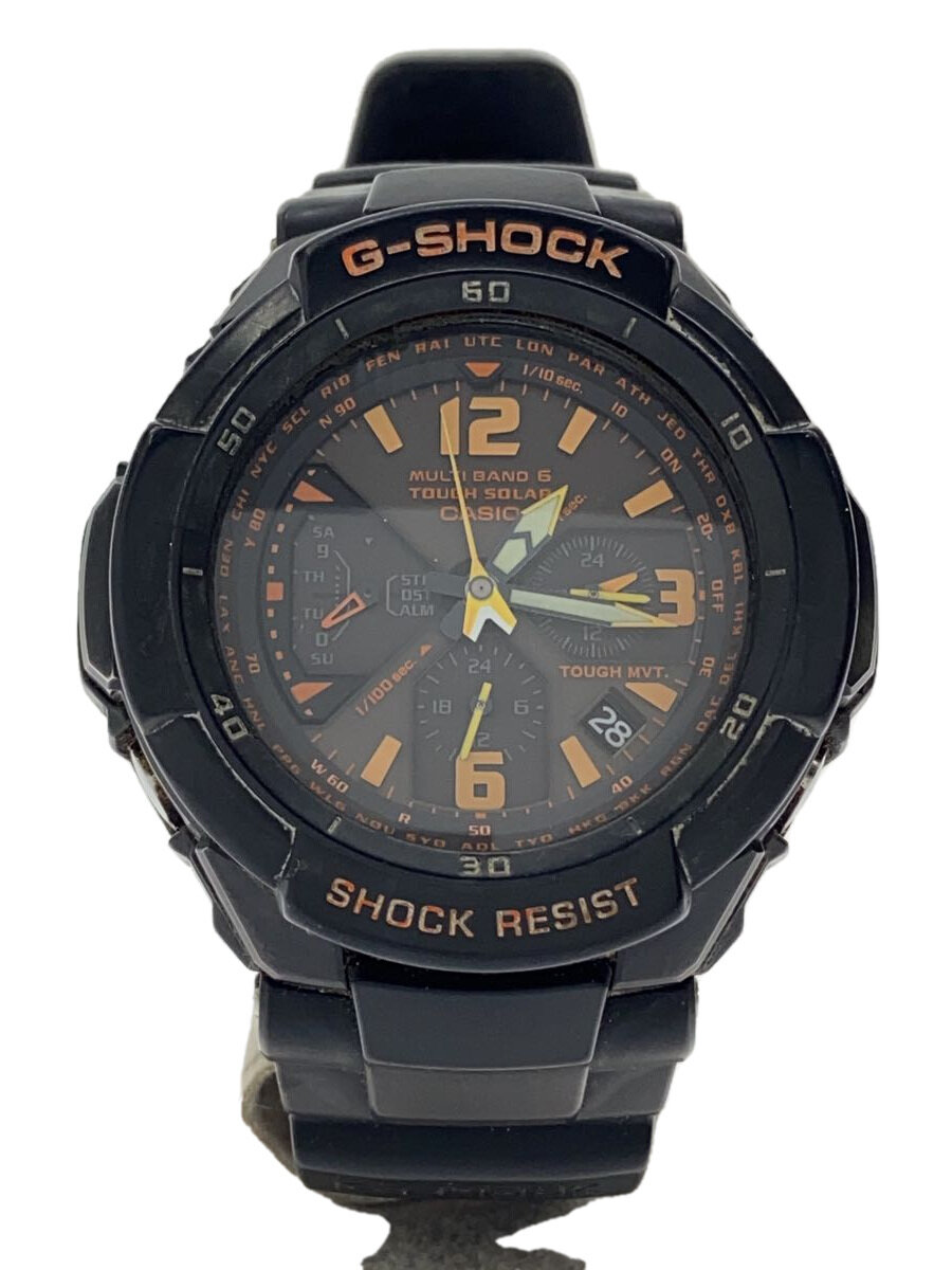 【中古】CASIO◆ソーラーウオッチ・G-SHOCK/アナログ/BLK/BLK【服飾雑貨他】
