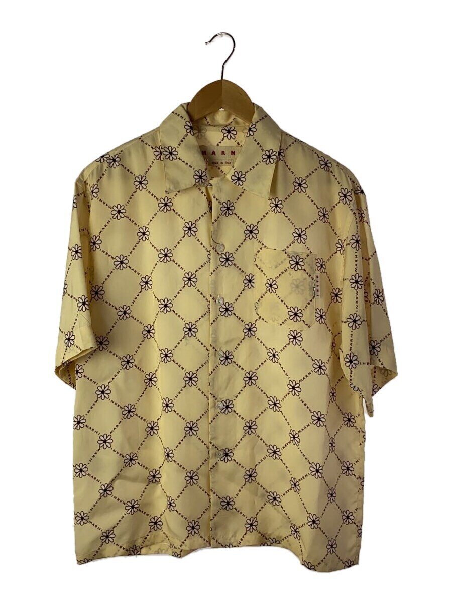 【中古】MARNI◆フラワーデザインブランドボタン/半袖プルオーバー/44/人絹/YLW/花柄【メンズウェア】
