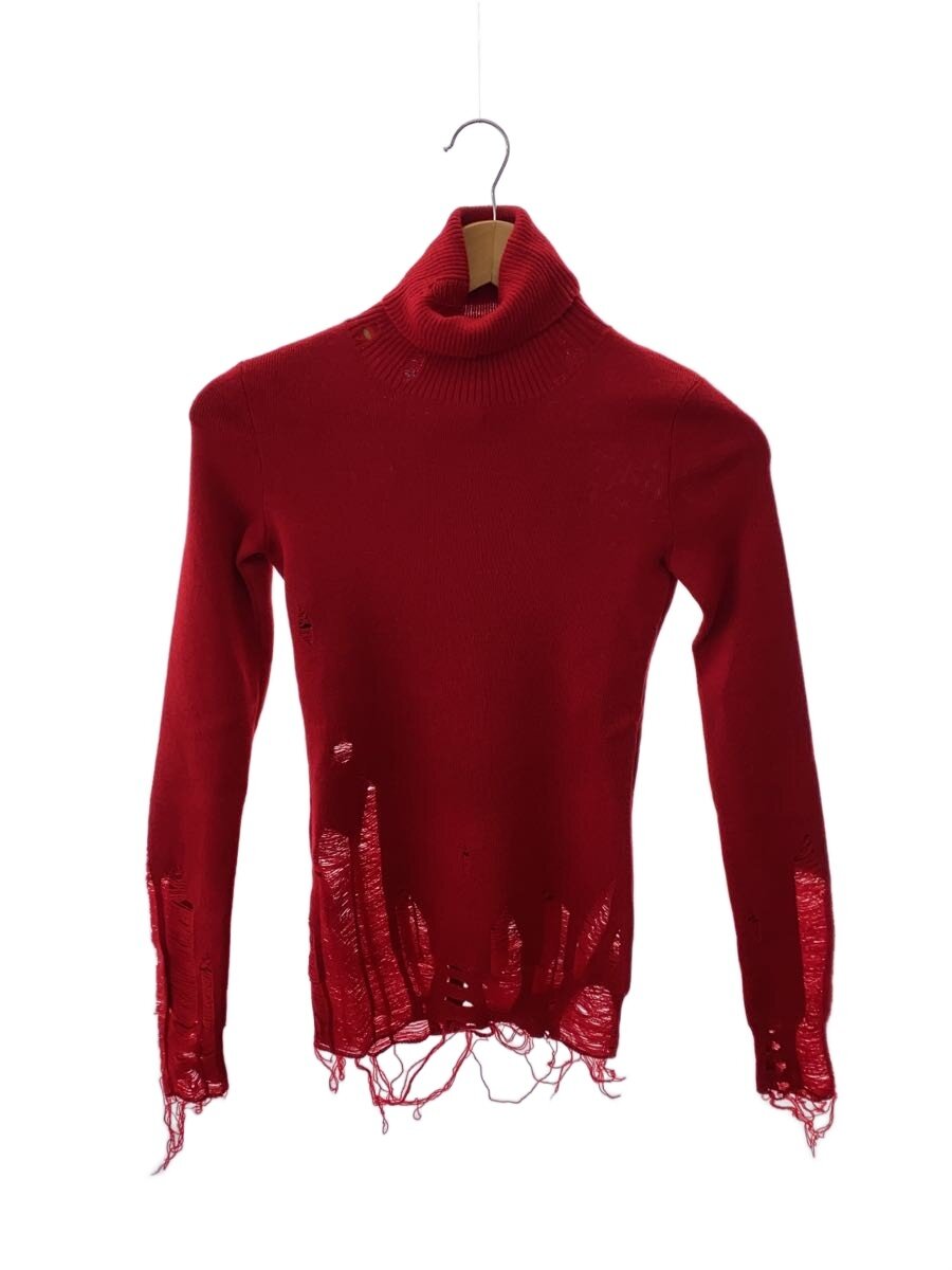 【中古】MM6◆編み物・プルオーバー(薄っぺら)/XS/羊毛/RED/S62HA0087【レディース御召しもの】