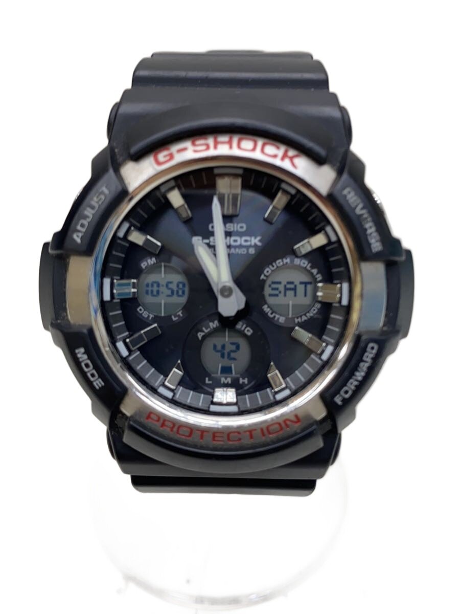 【中古】CASIO◆ソーラーウオッチ・G-SHOCK/デジアナ/天然ゴム/GRY/BLK【服飾雑貨他】