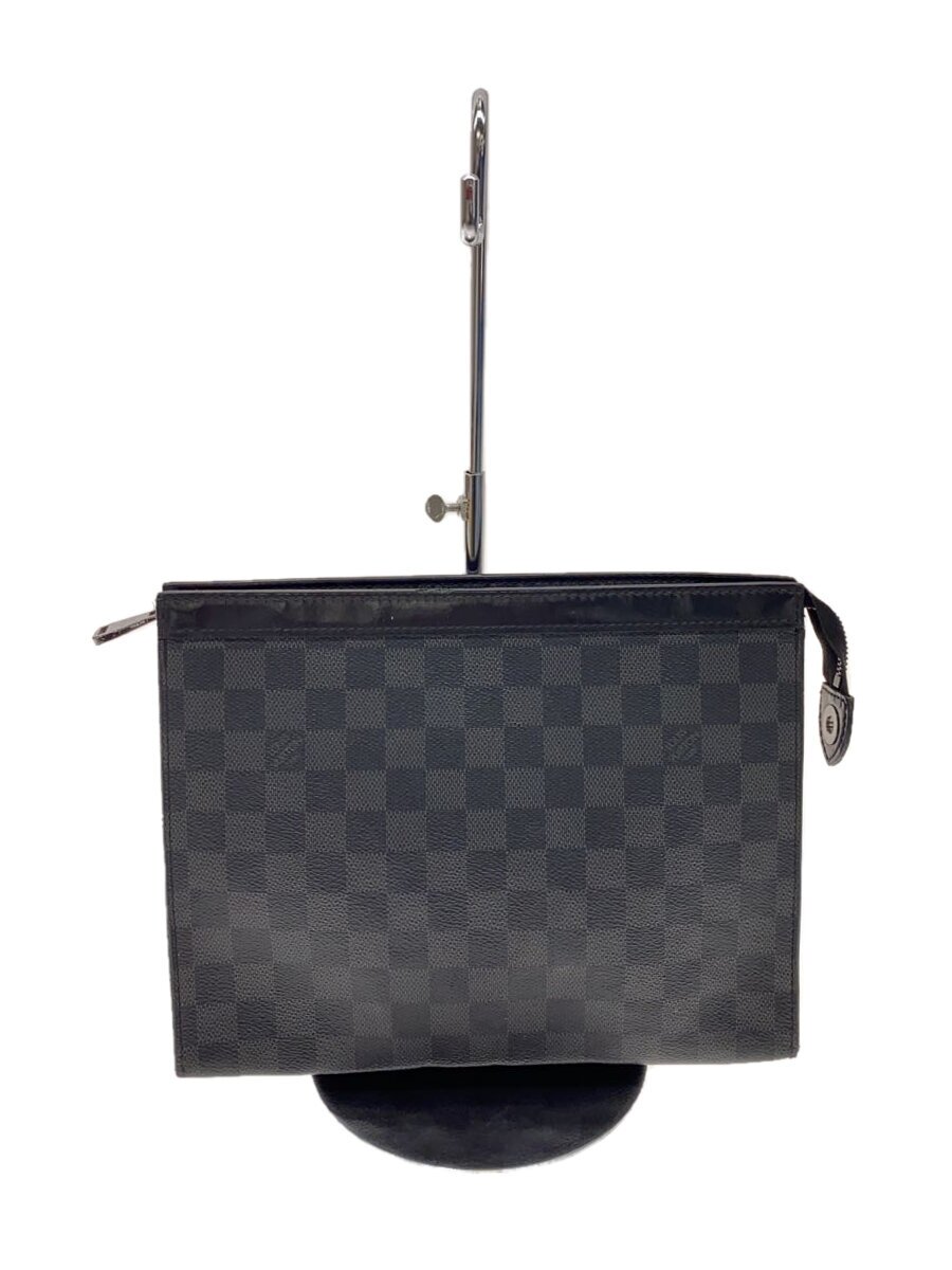 【中古】LOUIS VUITTON◆ポシェット・ヴォワヤージュMM_ダミエ・グラフィット_BLK/PVC/BLK【御徒面子】