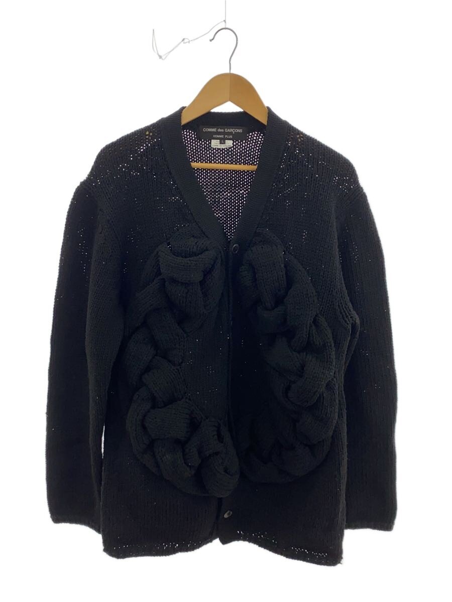 【中古】COMME des GARCONS HOMME PLUS◆倶楽部編み編み物ジレー(朦々たる)/L/ポリエステル/BLK/pl-n012//【メンズウェア】
