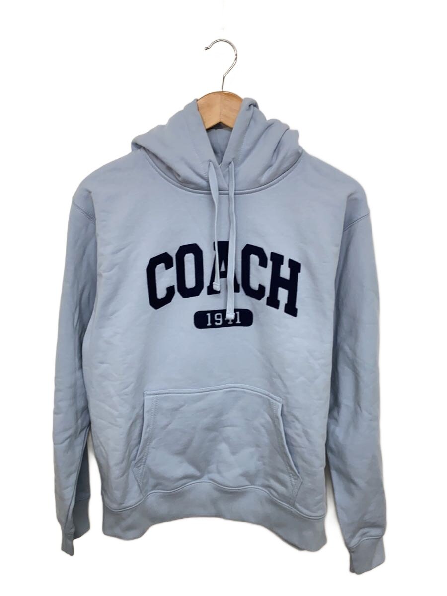 【中古】COACH◆スポーティーシグネチャーフーディー/パーカー/M/綿織物/BLU/cr042【レディース御召しもの】