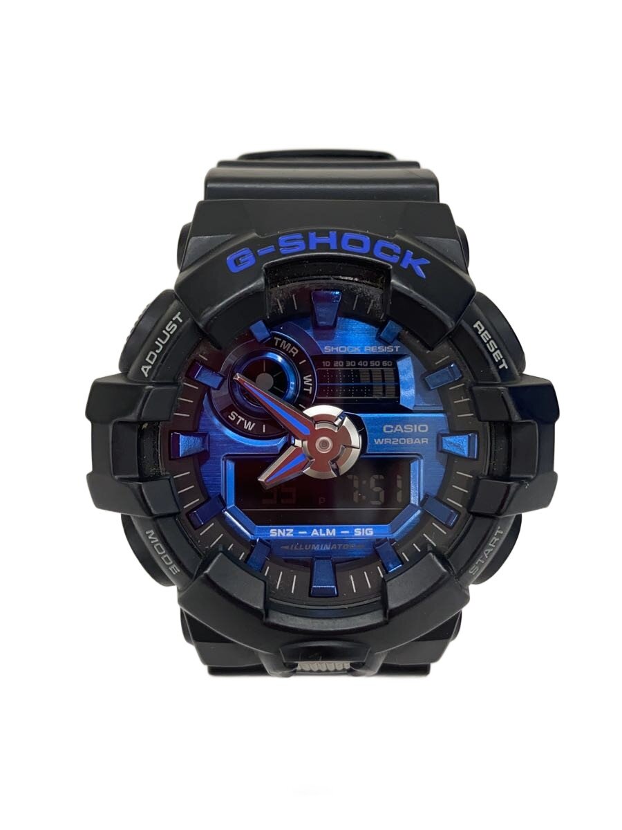 【中古】CASIO◆石英ウオッチ・G-SHOCK/デジアナ/天然ゴム/BLU/BLK/SS【服飾雑貨他】