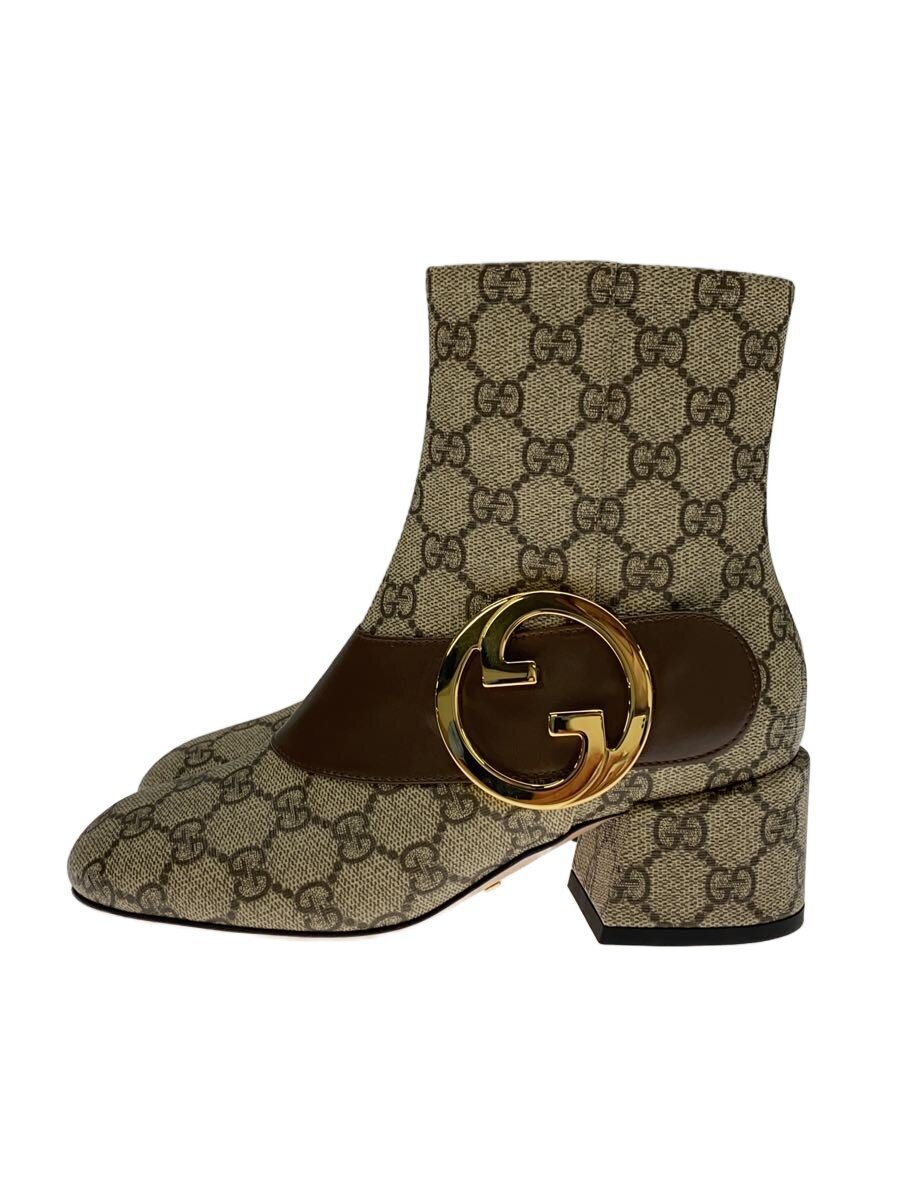 【中古】GUCCI◆ブロンディ アンクルブーツ/遊撃手ブーツ/34/KHK/PVC/701706//【シューズ】