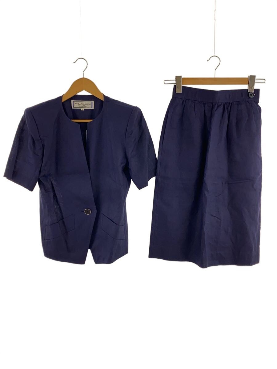 【中古】YVES SAINT LAURENT◆リネンセットアップ/M/リネン/PUP/HE090-700/肩パッド有【レディース御召しもの】