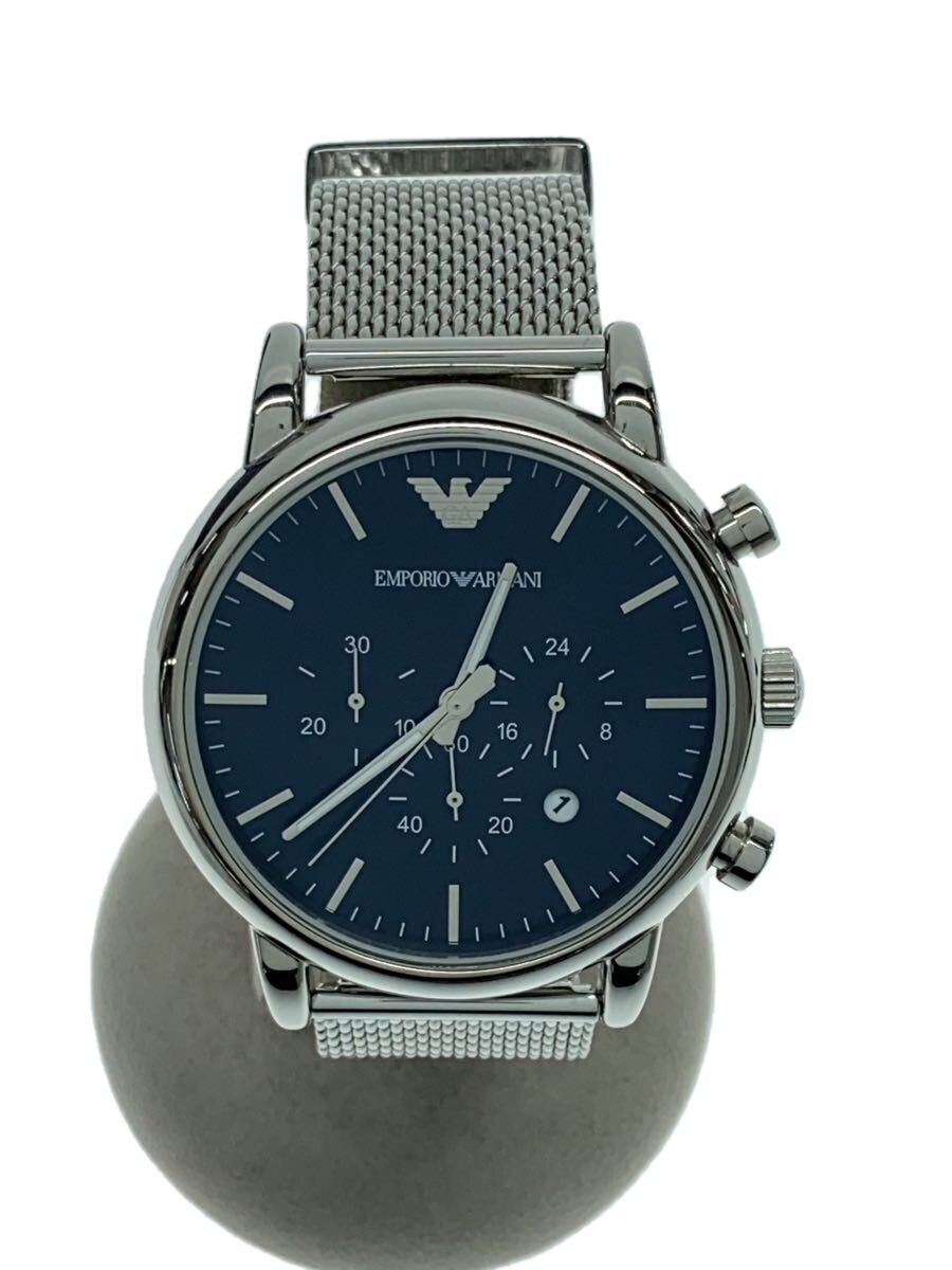【中古】EMPORIO ARMANI◆Luigi Chronograph/石英ウオッチ/アナログ/GRY/AR-80038【服飾雑貨他】