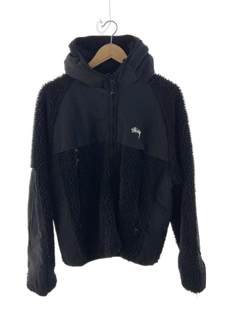 【中古】STUSSY◆フリースジャケット/M/ポリエステル/BLK/118530【メンズウェア】