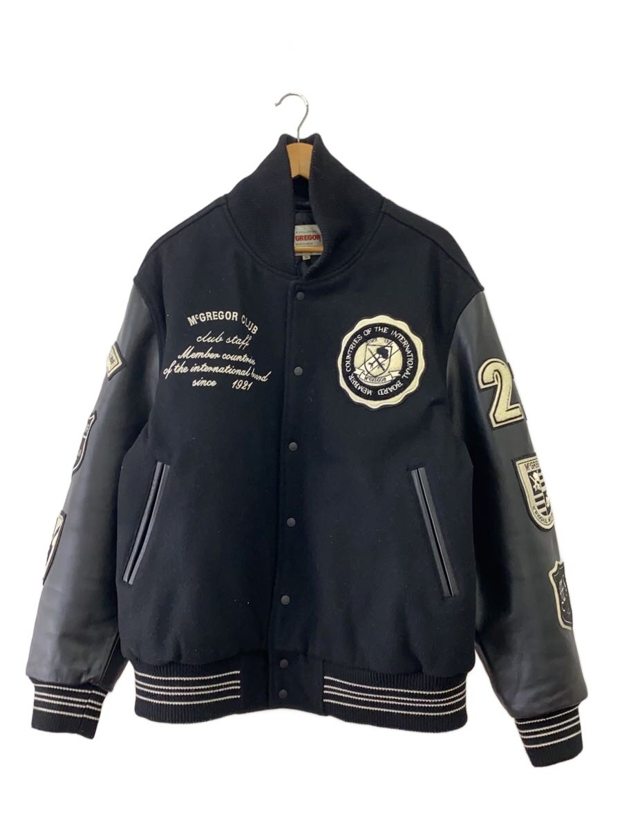 【中古】McGREGOR◆McGREGOR/ブルゾン/3L/ウール/BLK/無地/スタジャン/リブ毛玉有/袖レザー//【メンズウェア】｜2ｎｄ STREET 店
