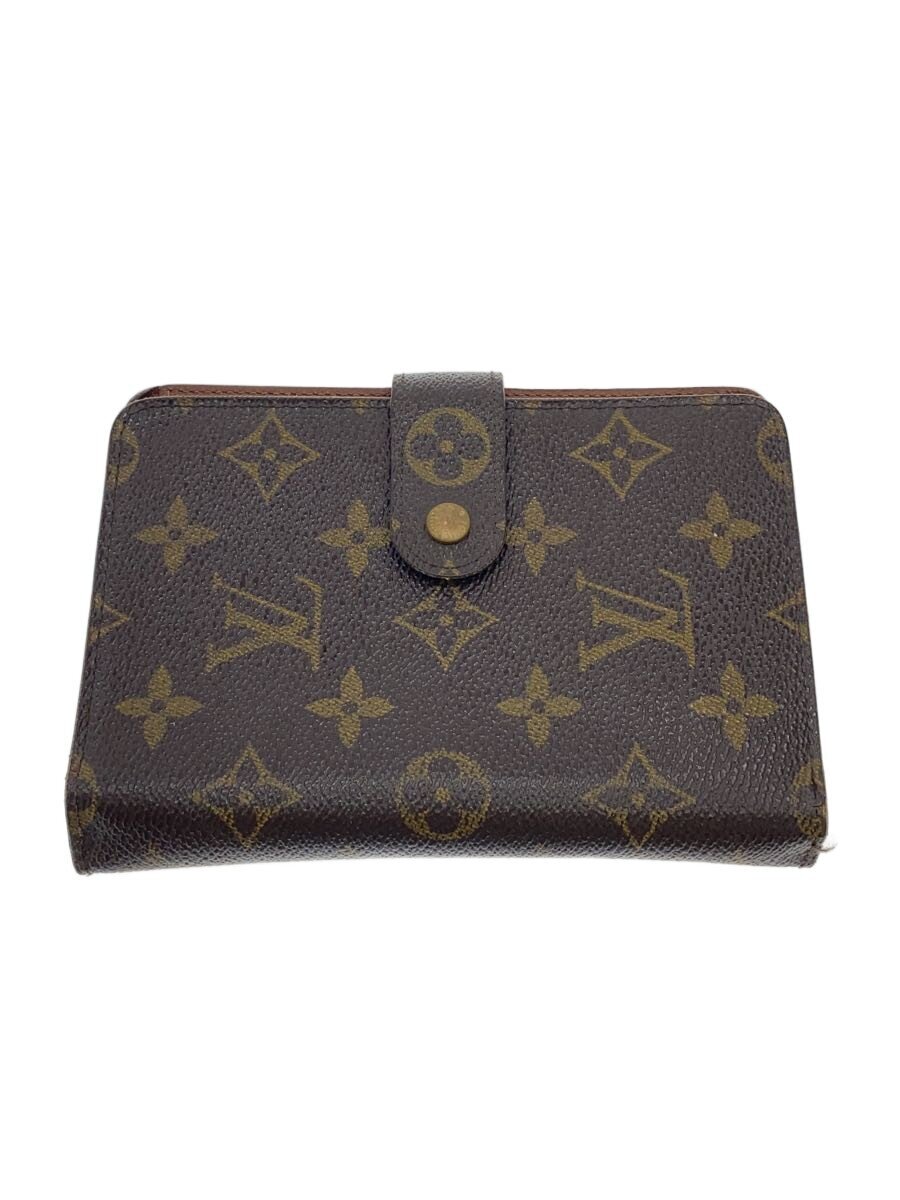 【中古】LOUIS VUITTON◆ポルト・パピエ・ジップ_モノグラム・キャンバス/PVC/BRW/レディース【服飾雑貨他】