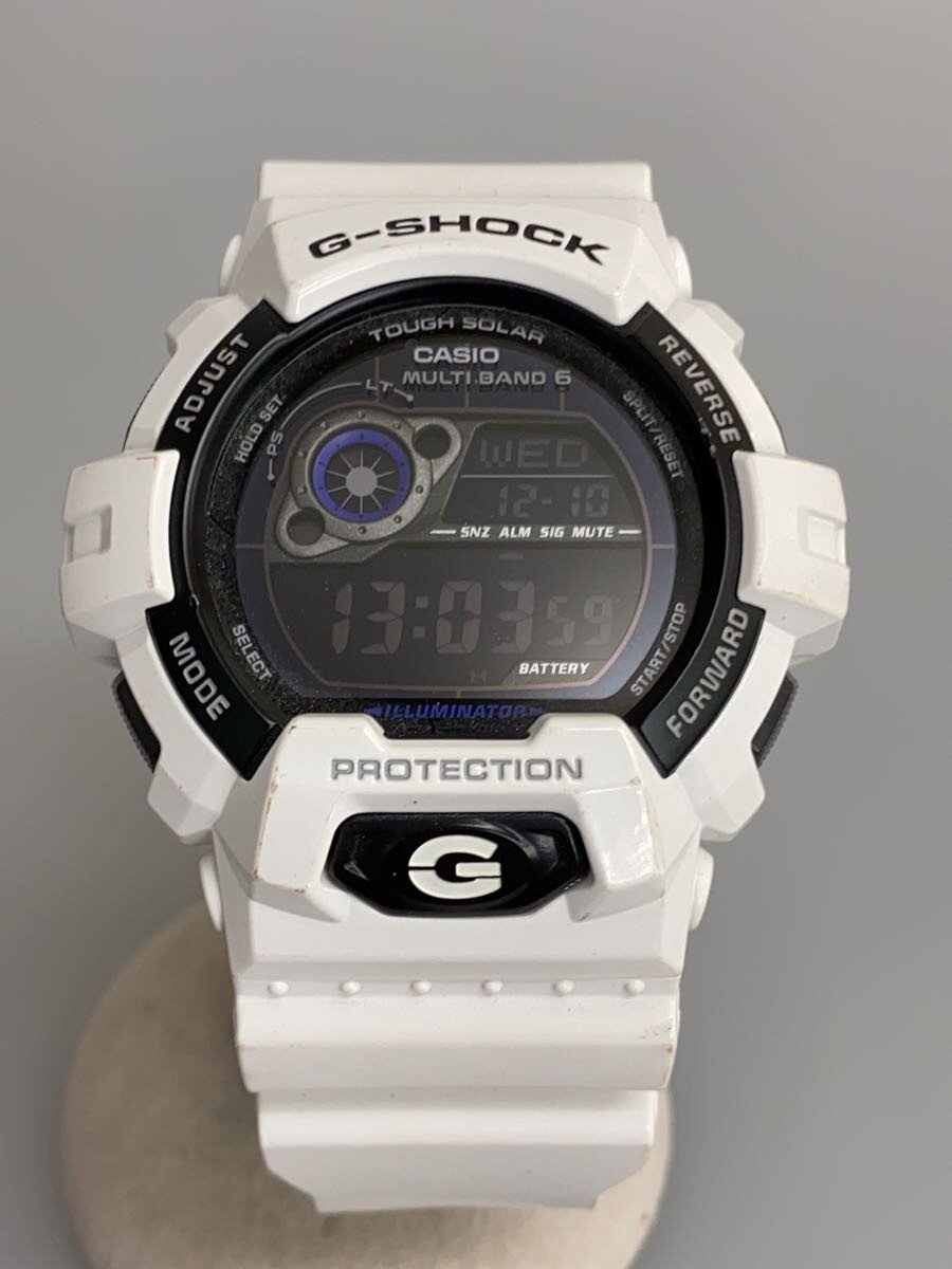 【中古】CASIO◆ソーラーウオッチ・G-SHOCK/デジタル/WHT/WHT【服飾雑貨他】